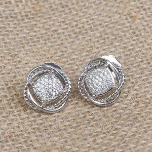 David Yurman Pave Diamond Stud Earrings 11MM